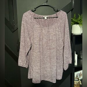 Sonoma Purple & White Striped Blouse Size XXL